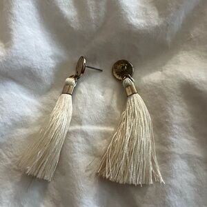 Elegant Cream Tassel Earrings